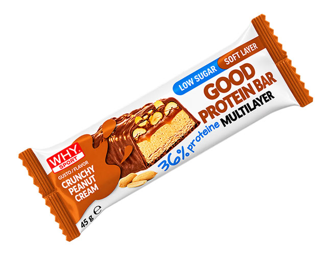 Why Sport Good Protein Bar Multilayer Crunchy Peanut Cream 45 g. 1 Why Sport Good Protein Bar Multilayer Crunchy Peanut Cream 45 g.
