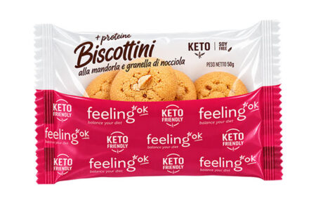 FeelingOK Biscottini alla Mandorla con Granella di Nocciola Keto + Protein 50 g.