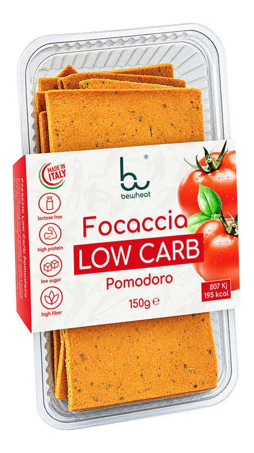 Bewheat Focaccia Low Carb Pomodoro 150 g. 1 Bewheat Focaccia Low Carb Pomodoro 150 g.