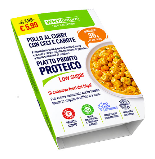Why Nature Piatto Pronto Proteico Pollo al Curry con Ceci e Carote 270 g. 1 Why Nature Piatto Pronto Proteico Pollo al Curry con Ceci e Carote 270 g.