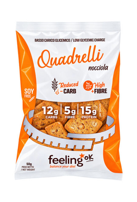 FeelingOK Quadrelli + Fibre Nocciola 50 g.