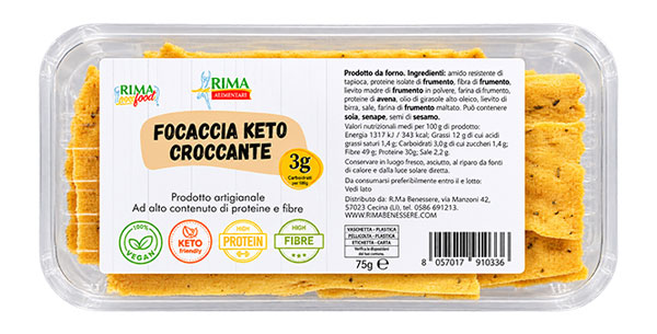 RiMa Focaccia Keto Croccante 75 g. 1 RiMa Focaccia Keto Croccante 75 g.