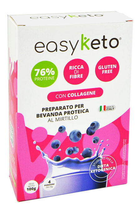 Easy Keto Preparato per Bevanda Proteica al Mirtillo 4 X 25 g.