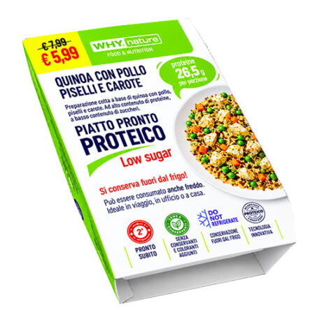 Why Nature Piatto Pronto Proteico Quinoa con Pollo, Piselli e Carote 270 g.